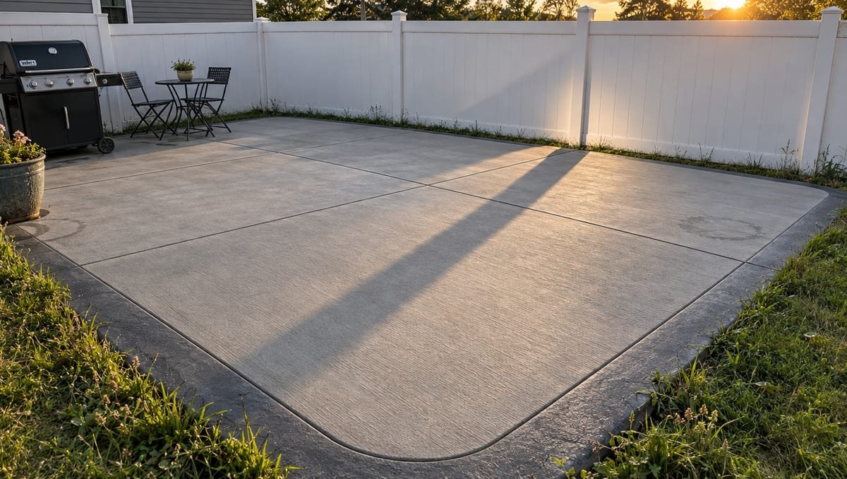 Finished backyard concrete patio