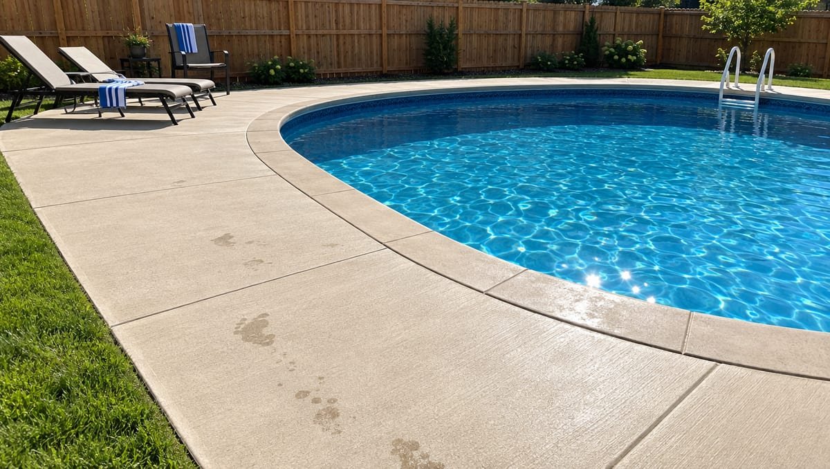 Finished concrete pool deck